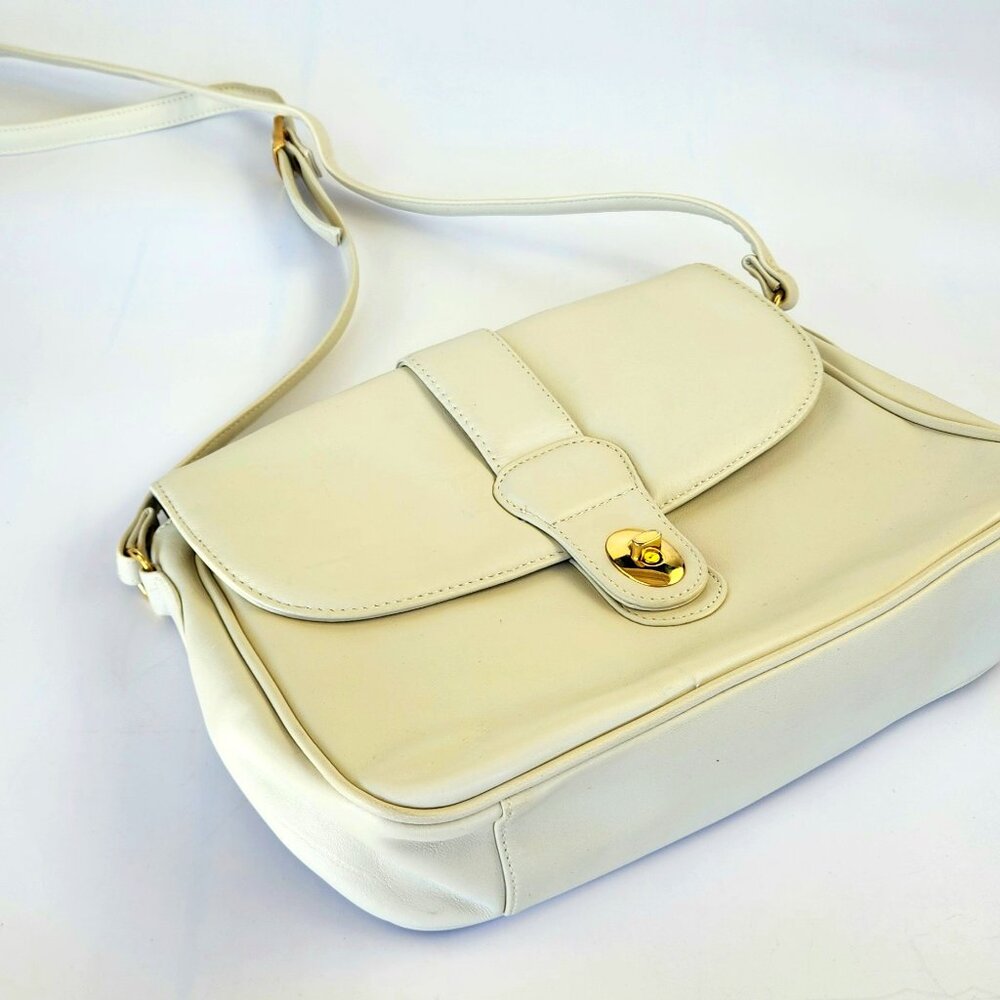 Vintage PARTNERS Mervyns - Leather - Off-White - Crossbody Bag
